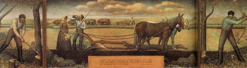 Grant Wood A short break from pasture work oil painting picture